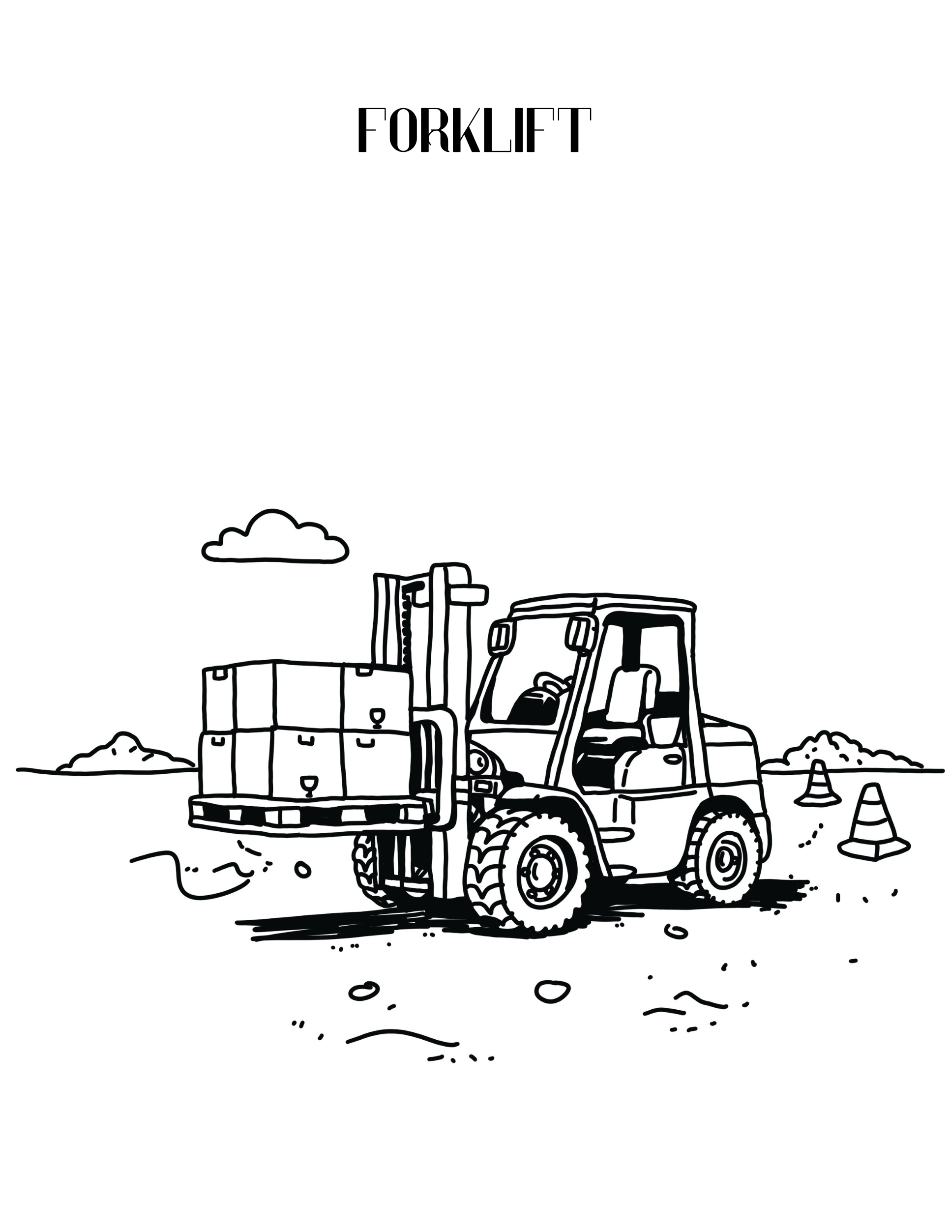 Construction Vehicles Coloring Book (Printable PDF)
