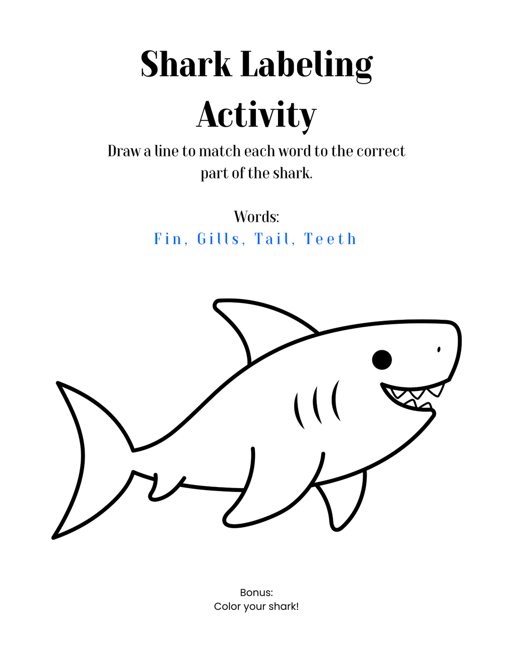 Sharks Mini Unit (Printable PDF)