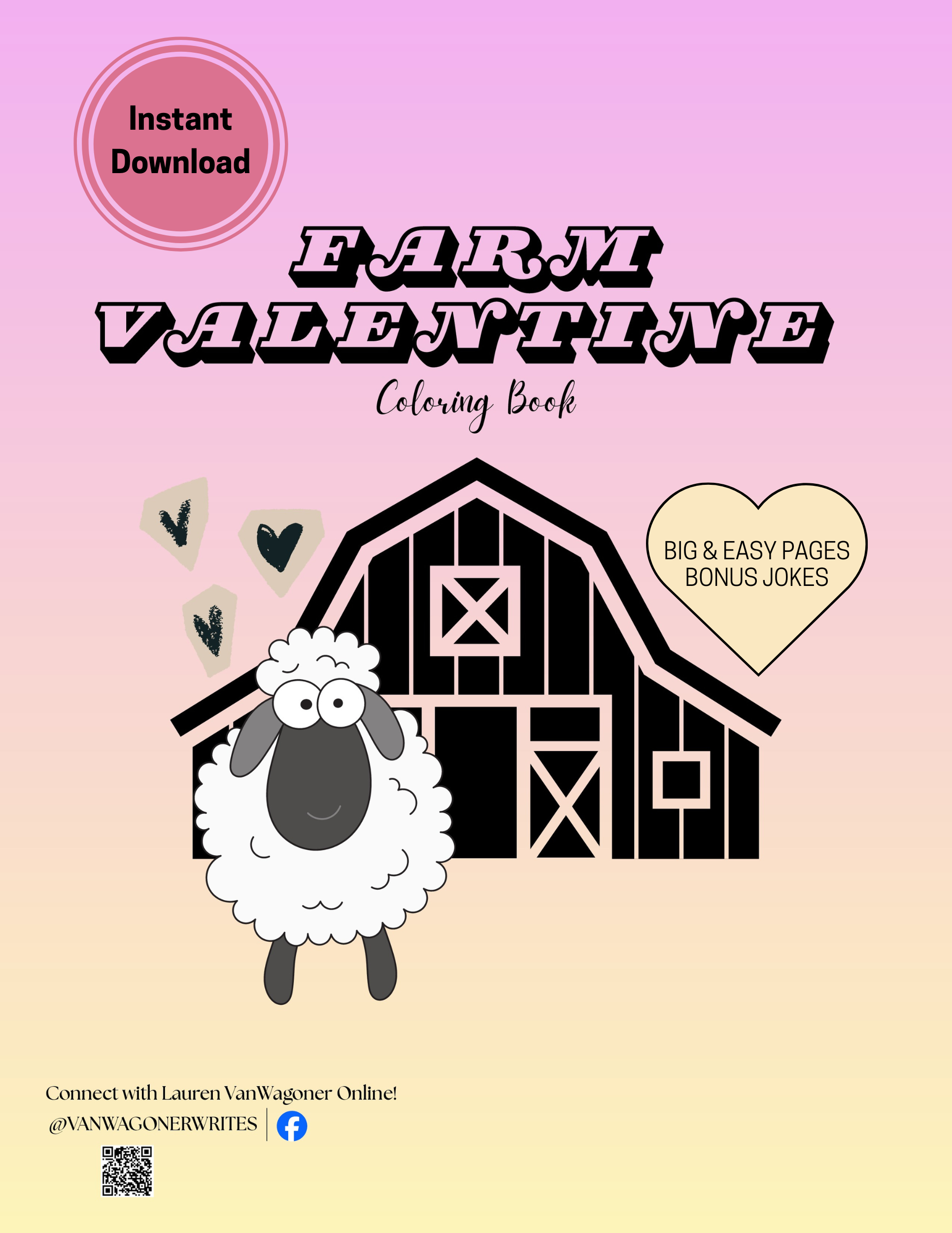 Farm Valentine Coloring Book (Printable PDF)